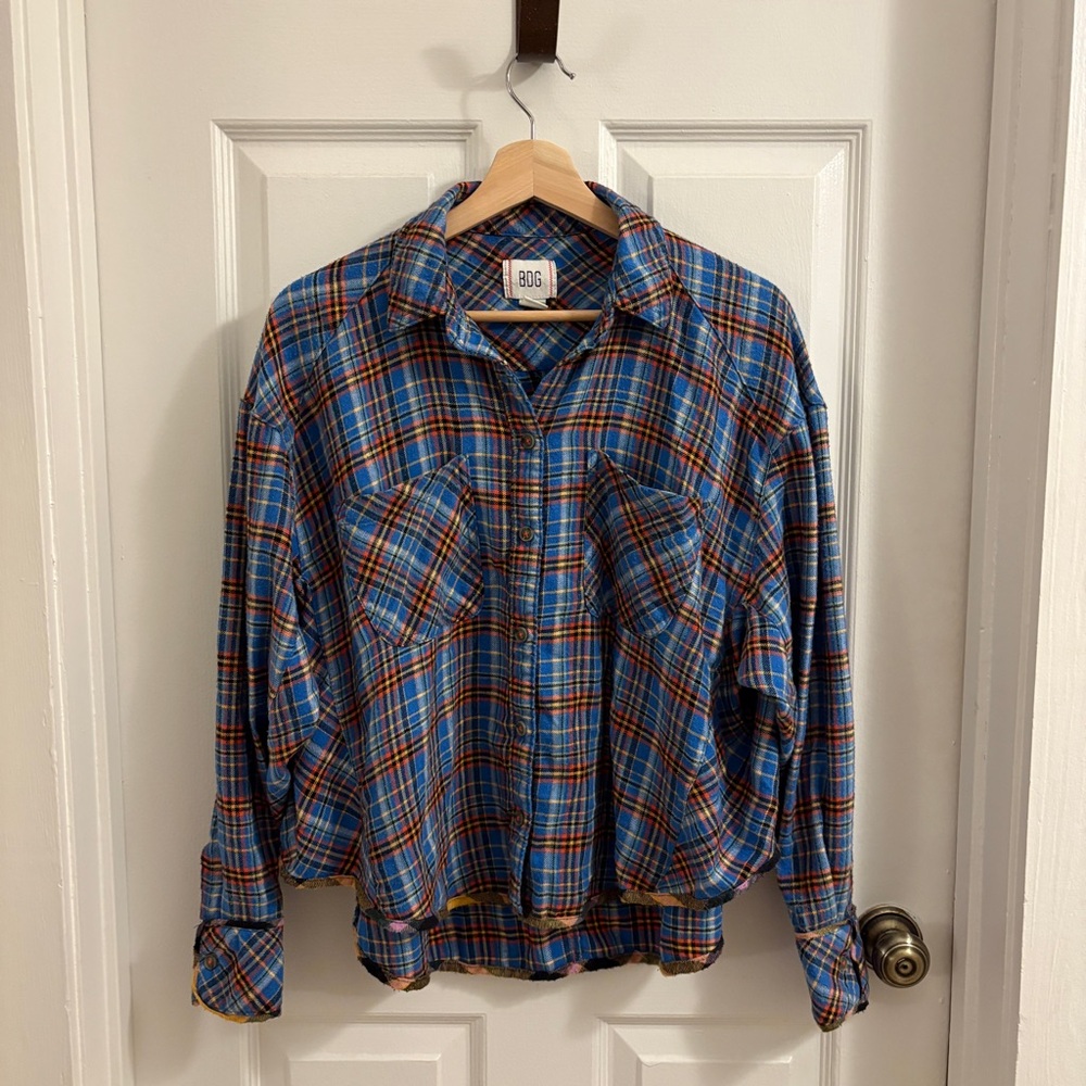 Urban Outfitters Flannel Shirt, High-Low Detail